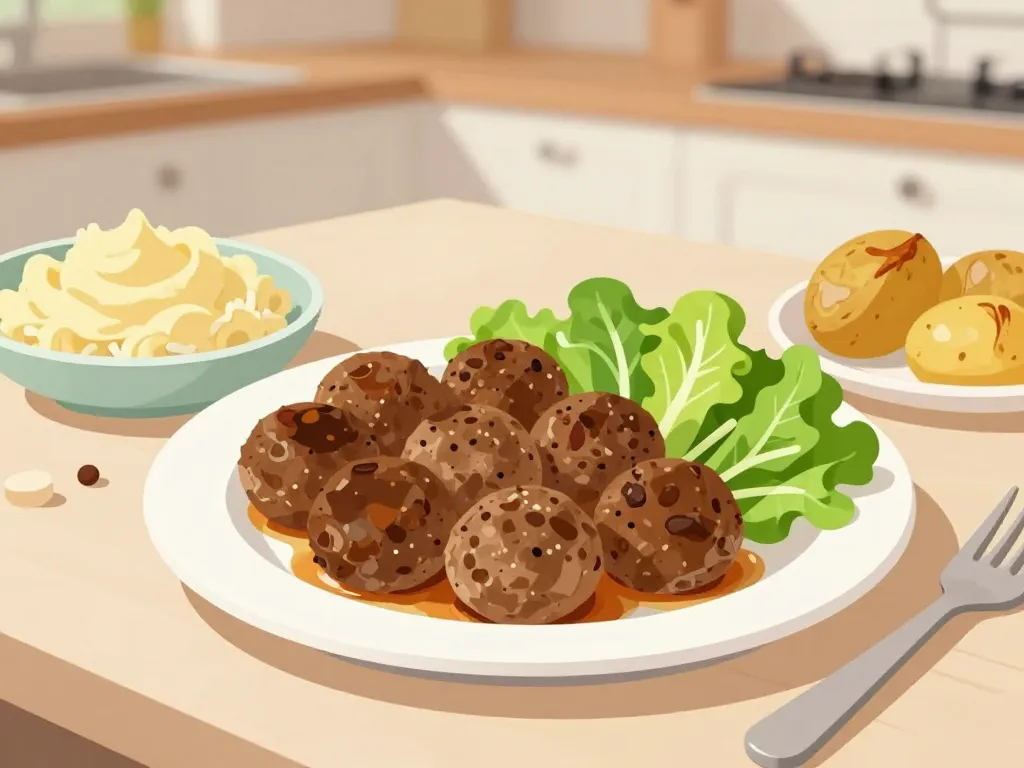 accompagnement boulette de viande classiques, purée, pâtes, riz