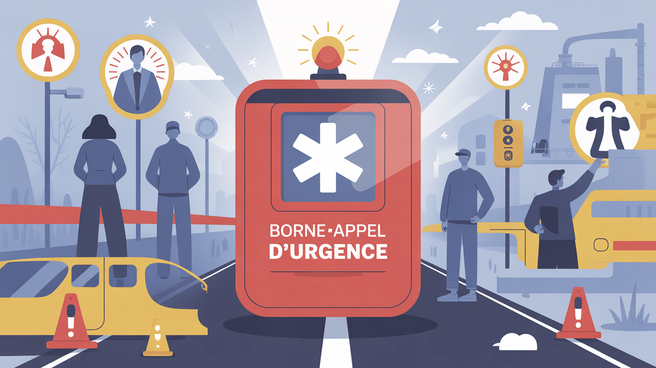 Illustration borne d'appel d'urgence sécurité routière