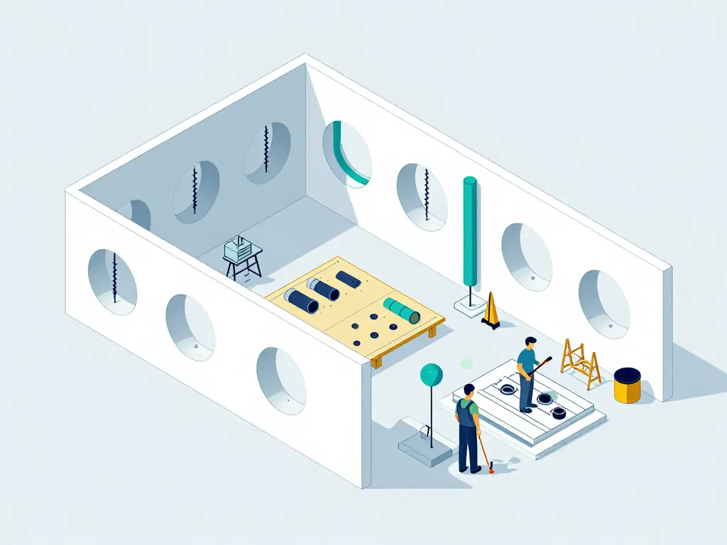 Schéma carottage beton différents diamètres et scénarios