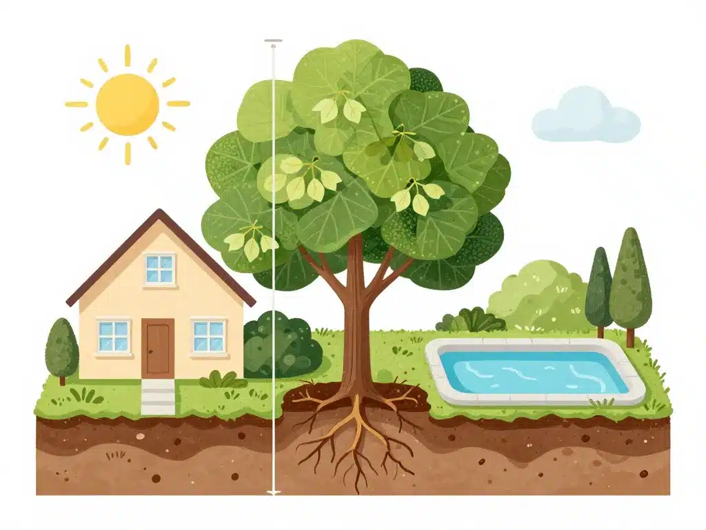 Plan catalpa distance maison jardin