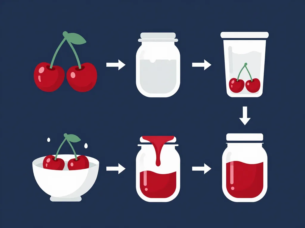 Diagramme étapes cerises au sirop sans stérilisation