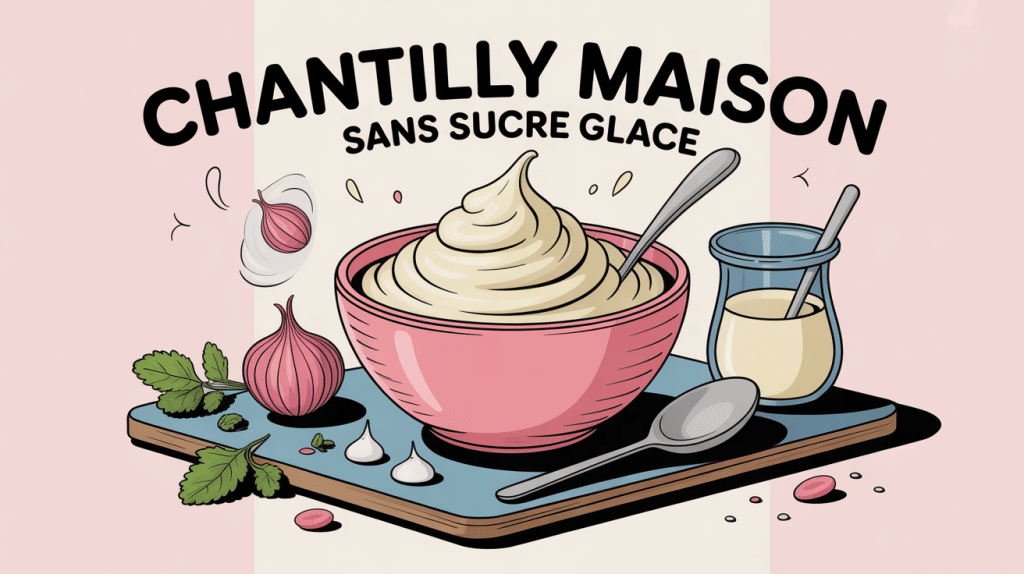 chantilly maison sans sucre glace illustration bol crème fouettée