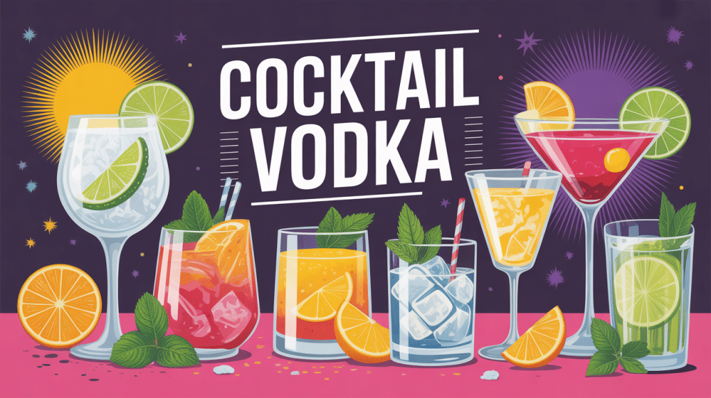 cocktail vodka faits maison sur fond festif