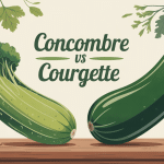 Comparatif illustré concombre courgette sur table