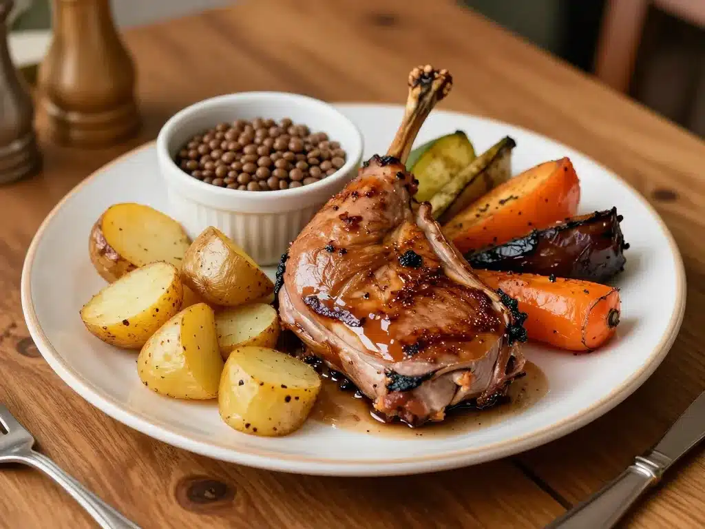 confit de canard accompagnement pommes de terre et légumes