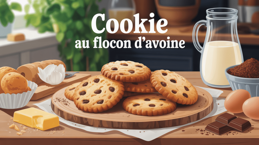 cookie au flocon d avoine sur table ingrédients