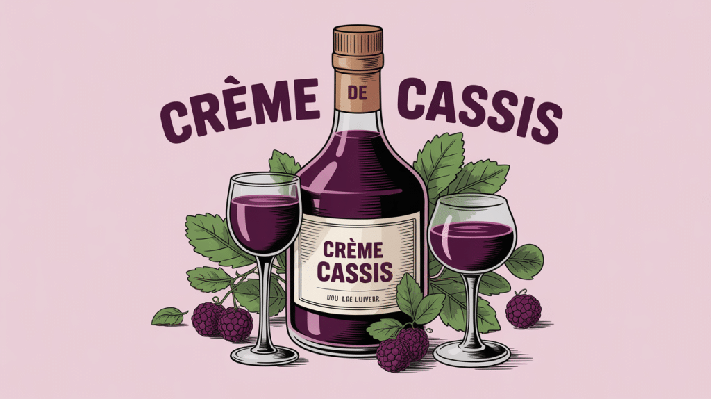 crème de cassis bouteille et verres élégants