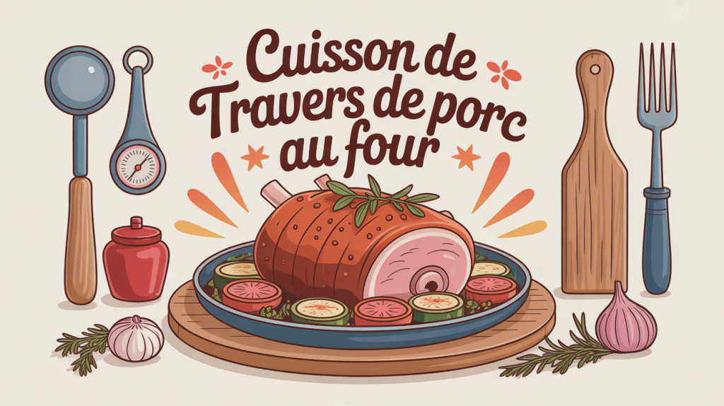 plat de travers de porc au four juteux avec légumes et accessoires
