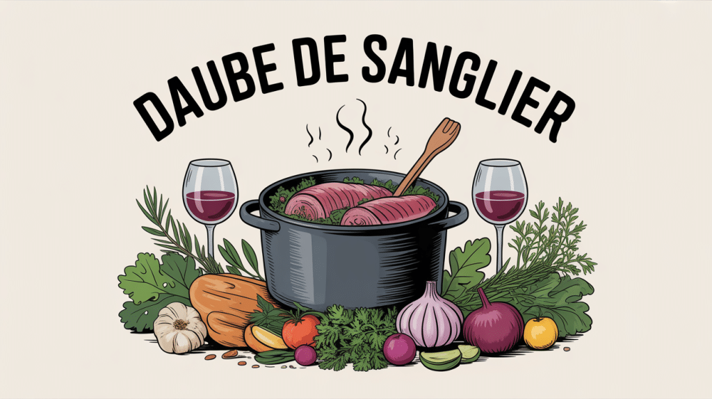 daube de sanglier en cocotte sur table rustique