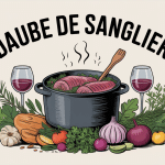 daube de sanglier en cocotte sur table rustique