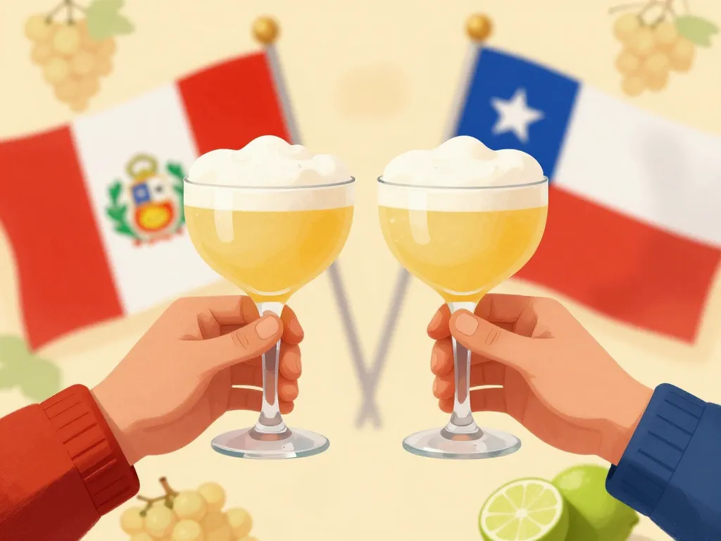 drink pisco sour main Pérou Chili verre mousse
