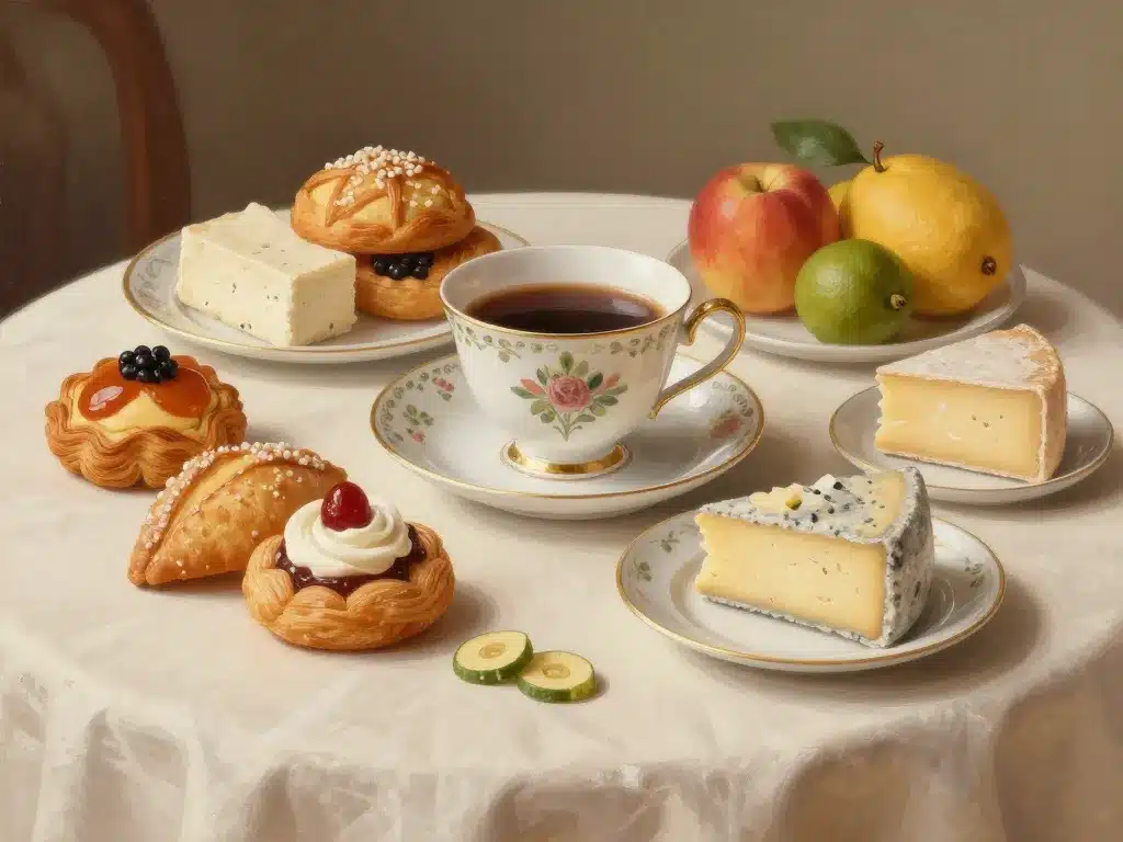 earl grey and food avec pâtisseries fromages fruits