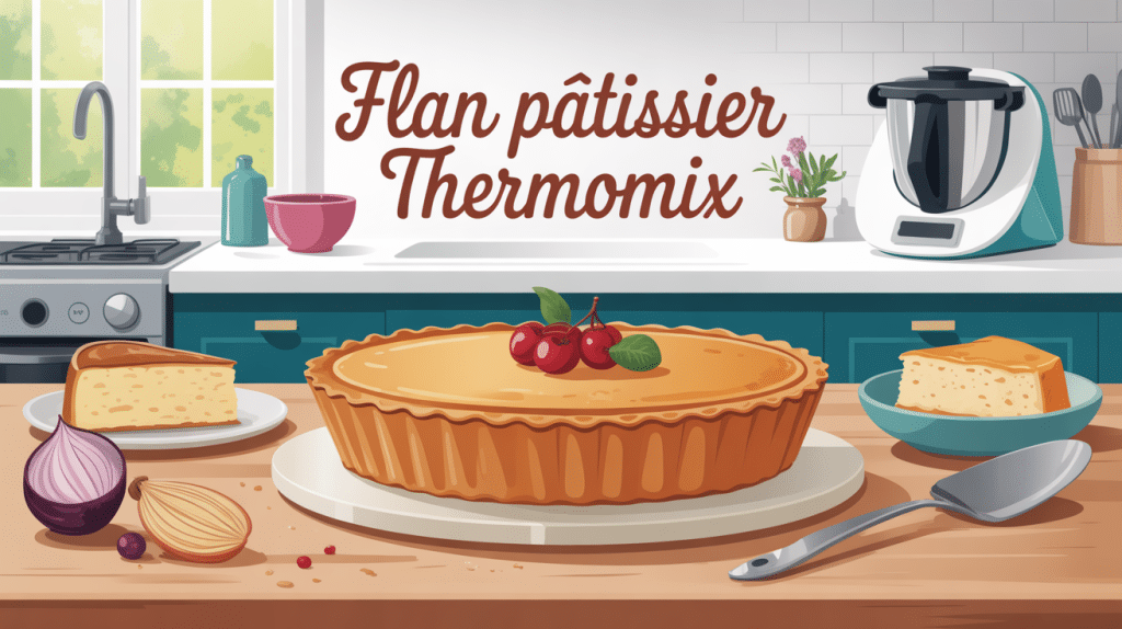 flan patissier thermomix doré sur table avec thermomix