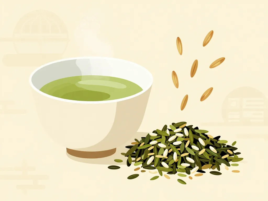 editorial genmaicha green tea mélange riz grillé thé vert set japonais