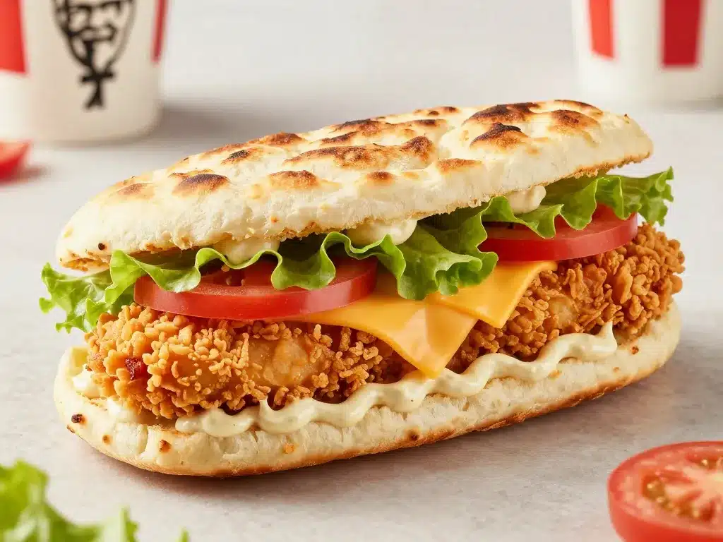 KFC Crispy Naan intérieur pain naan poulet sauce