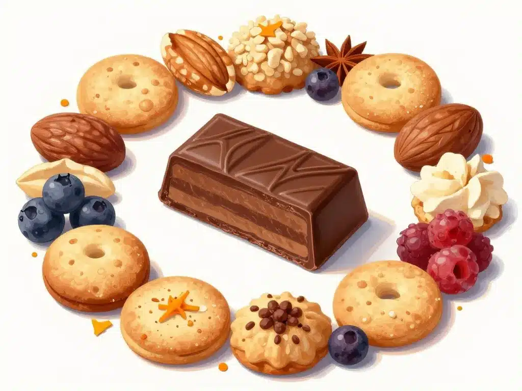 variante marquise au chocolat avec biscuit, choix biscuits fruits