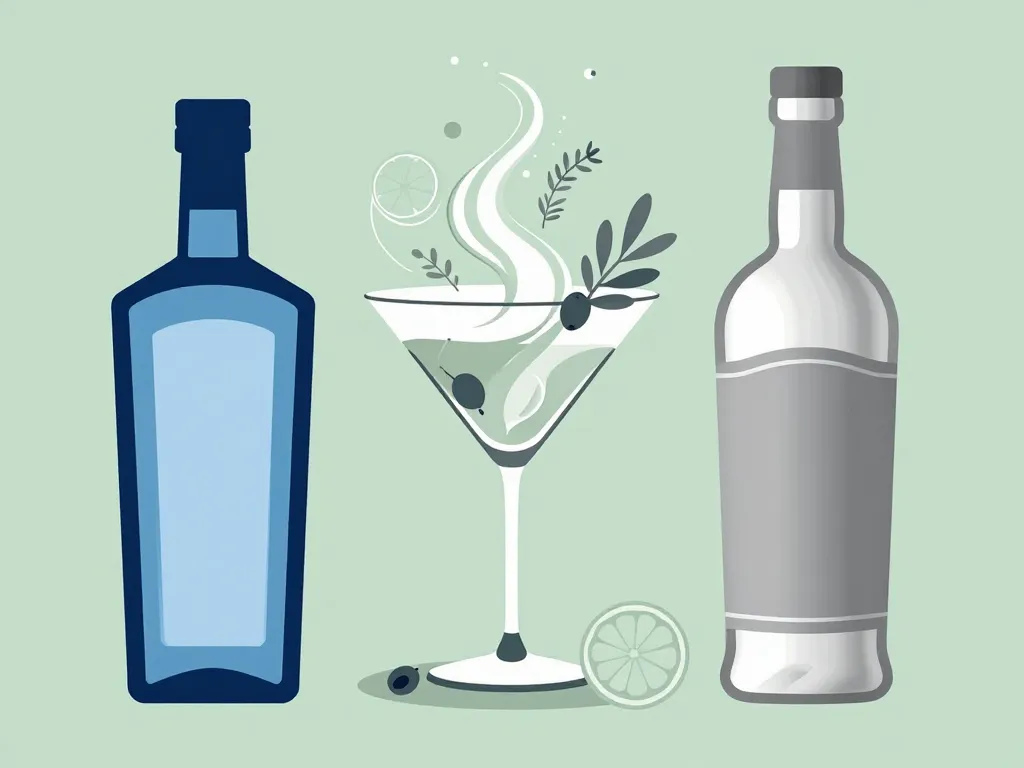 illustration symbolique gin vermouth martini cocktail dry