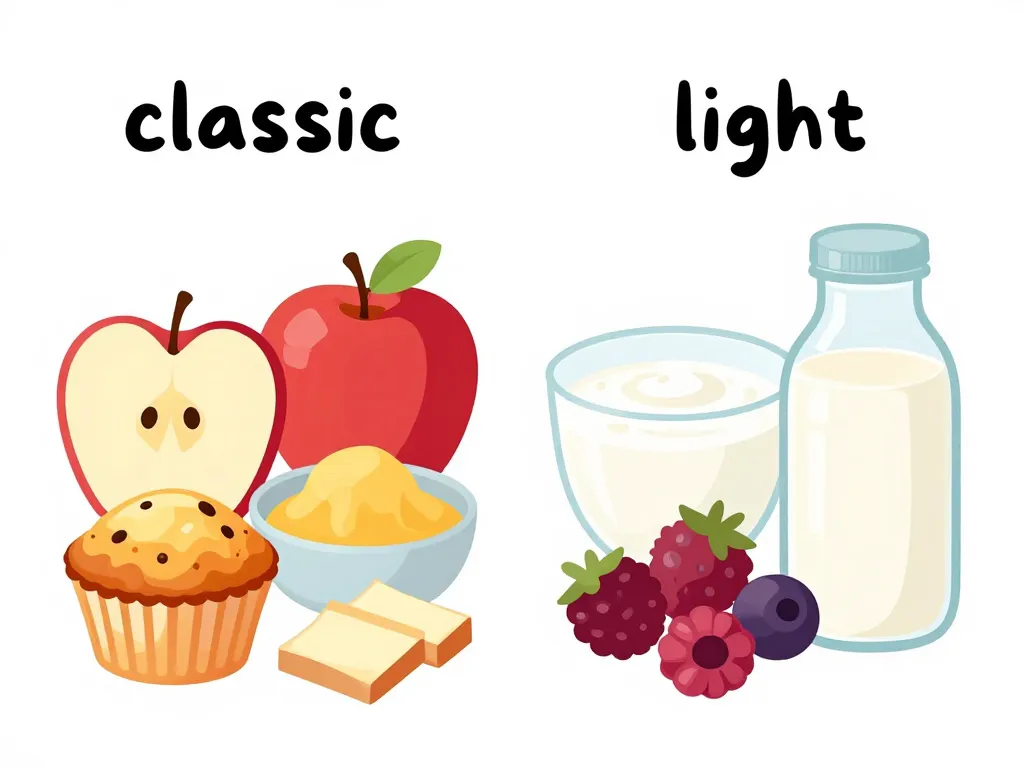 comparaison ingrédients muffin léger classiques et allégés