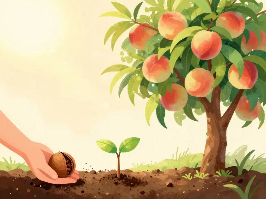 planter noyau de peche pousse arbre