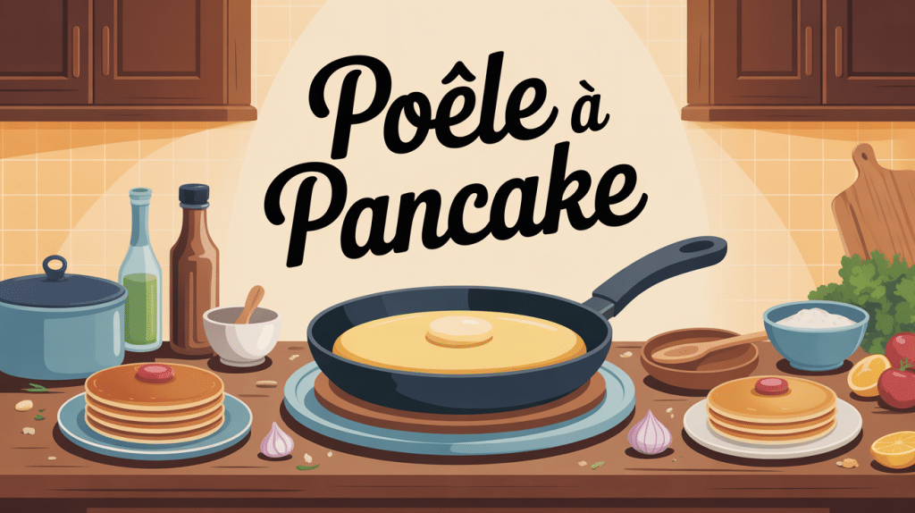 poele a pancake sur plaque dans cuisine lumineuse