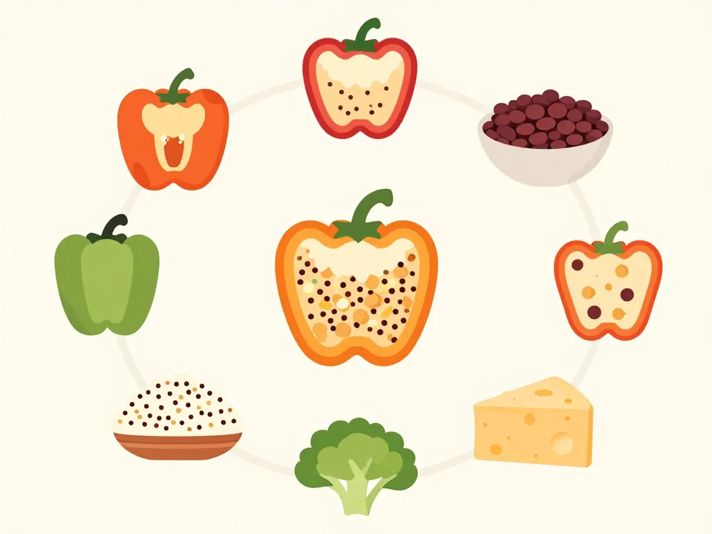 diagramme concept poivrons farci vegetarien ingrédients