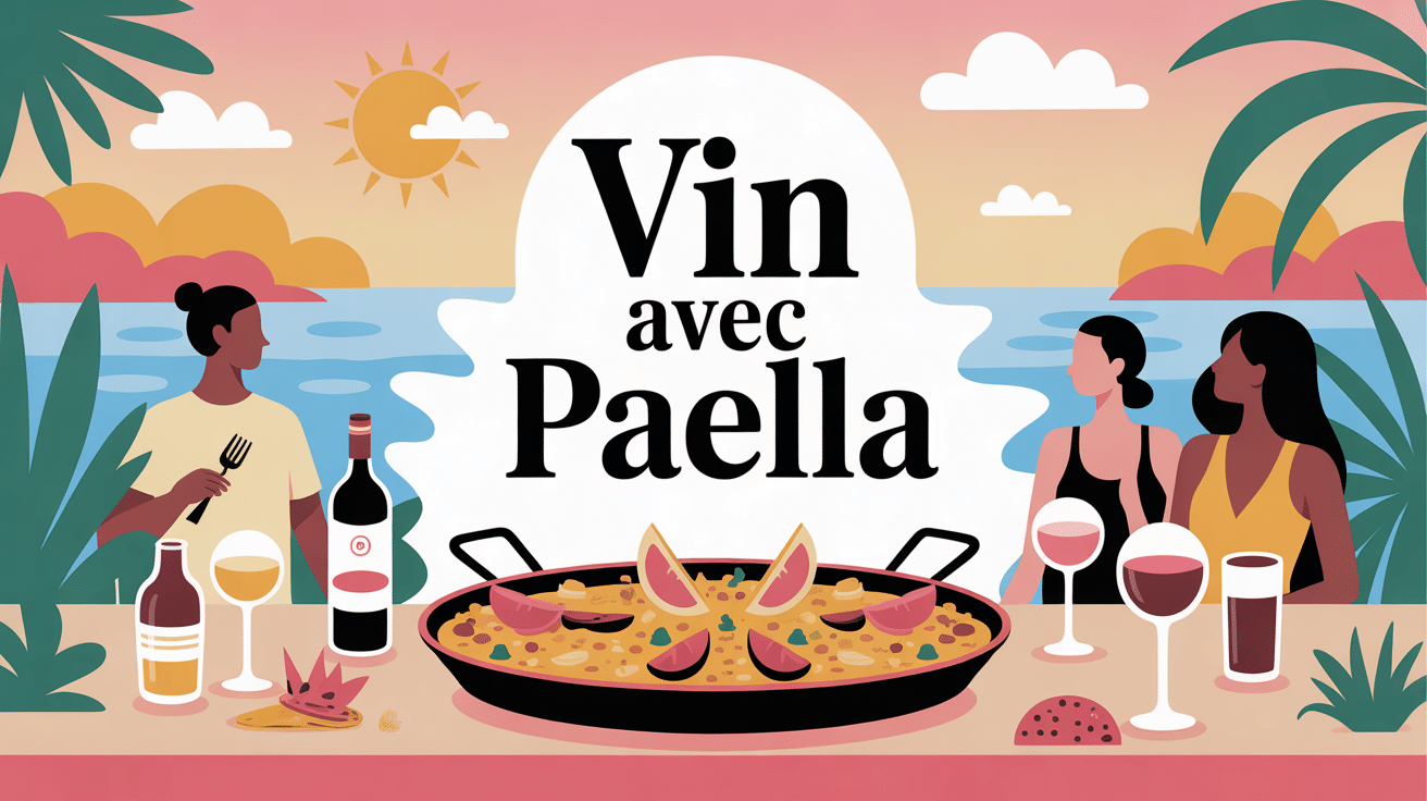 quel vin avec paella illustration table méditerranéenne estivale