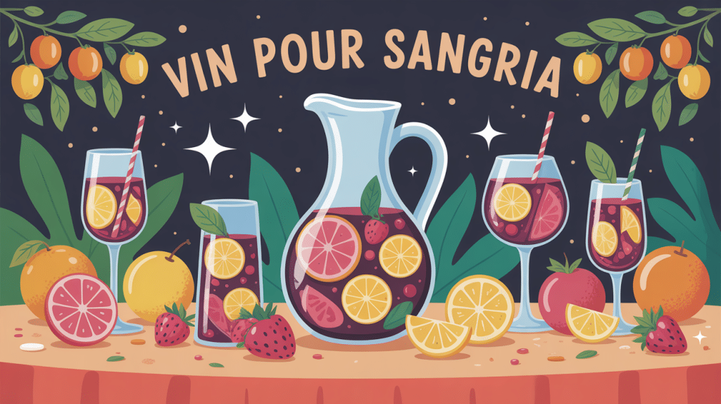 Quel vin pour la sangria, carafe et verres de sangria sur table estivale
