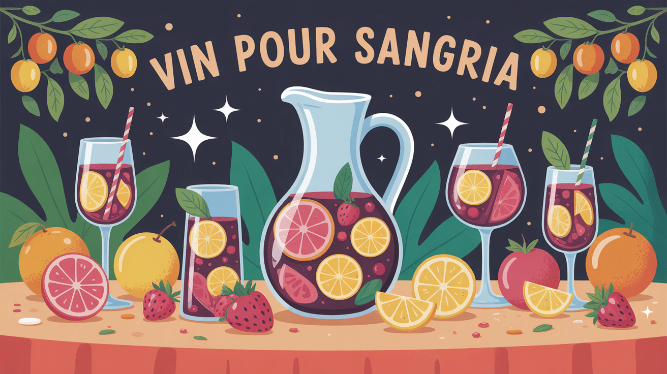Quel vin pour la sangria, carafe et verres de sangria sur table estivale
