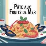 recette de pate au fruit mer, grande assiette familiale, spaghettis fruits de mer et sauce crémeuse