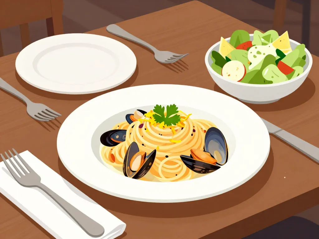 recette de pate au fruit mer, présentation élégante style restaurant