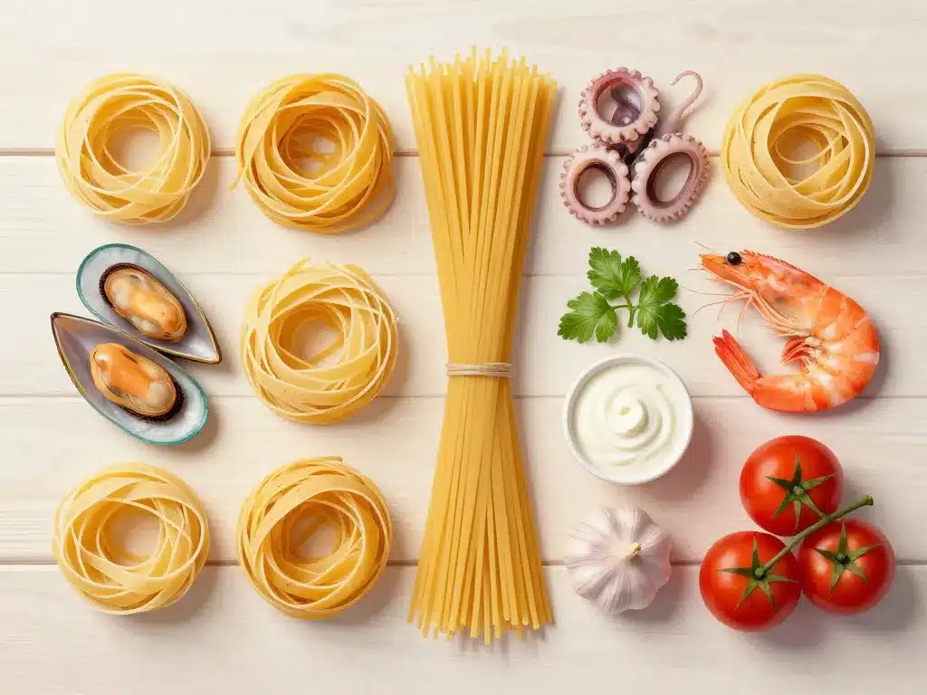 recette de pate au fruit mer, ingrédients essentiels, pâtes et fruits de mer