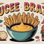 bol de sauce brazil entouré de frites et fruits