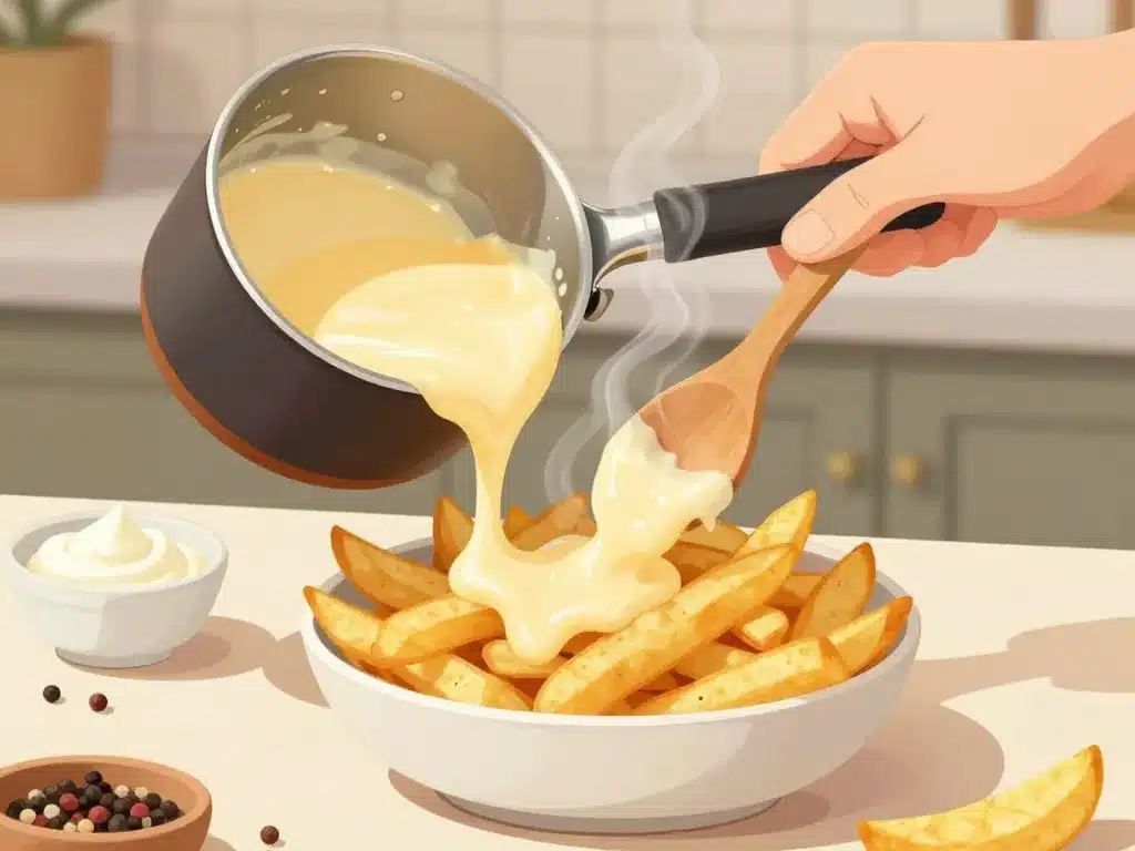 Sauce raclette pour frite base crémeuse sur frites