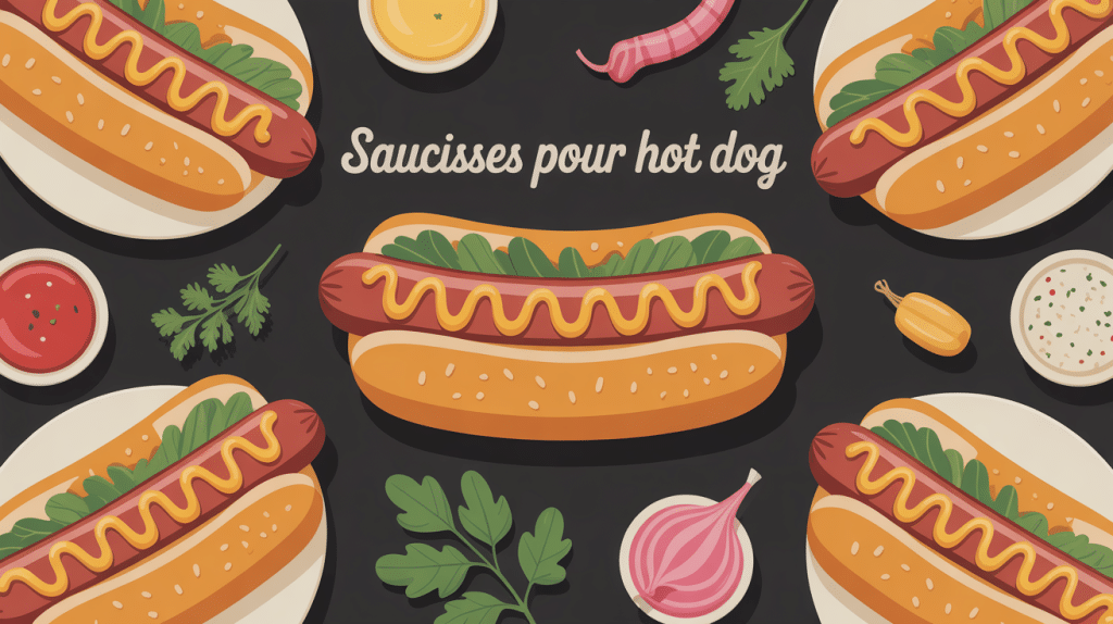 saucisse pour hot dog avec garnitures sur table