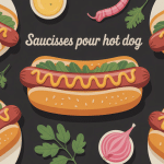 saucisse pour hot dog avec garnitures sur table