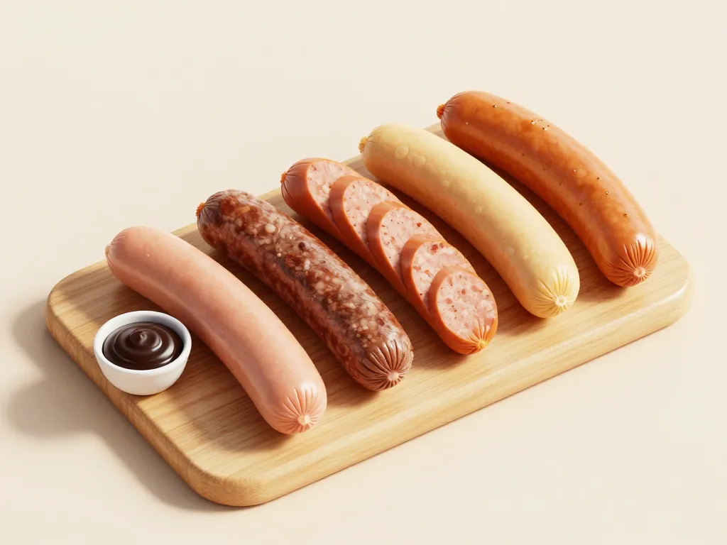 différents types de saucisse pour hot dog coupés
