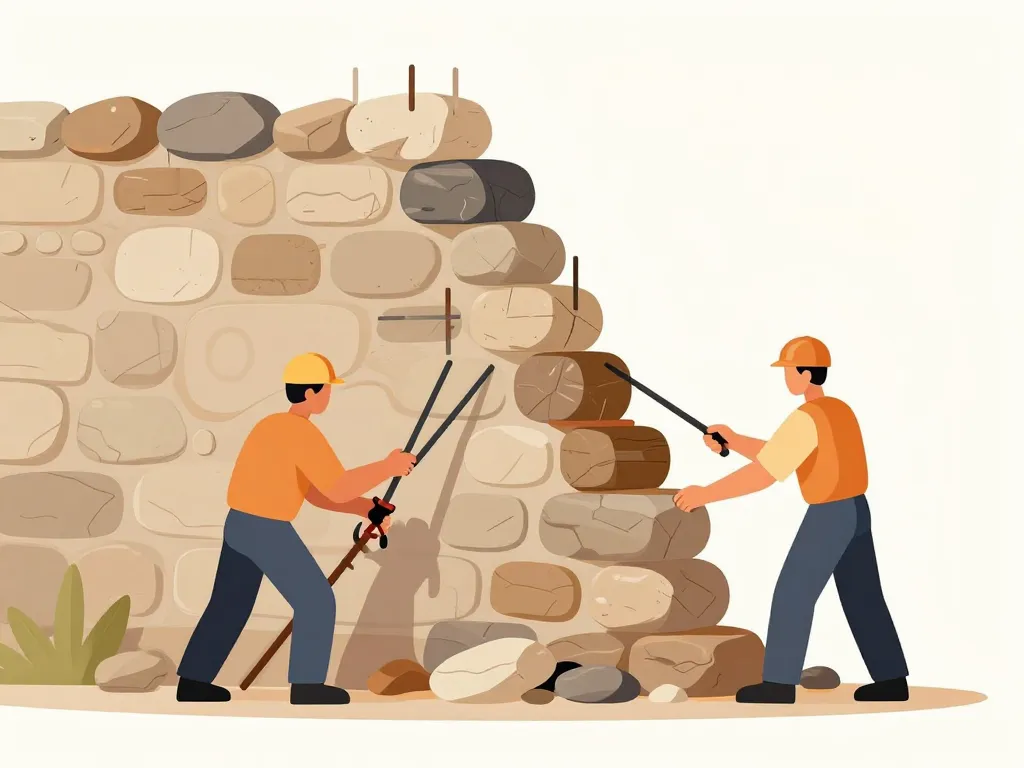 techniques consolider un mur en pierre qui penche illustration