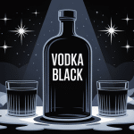 illustration vodka black bouteille noire élégante avec verres