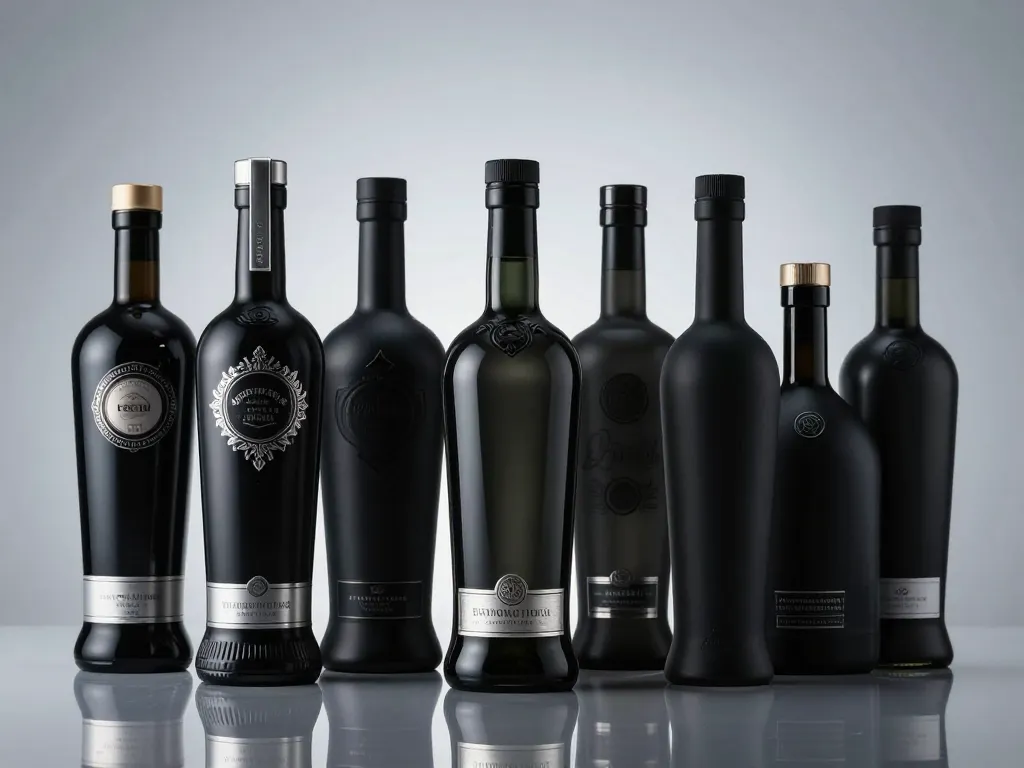 ligne de bouteilles vodka black premium et basique en scène
