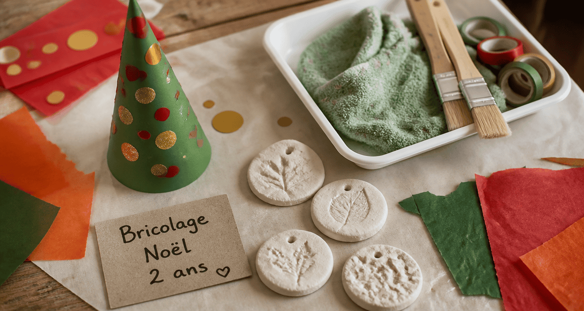 bricolage de noël pour petit de 2 ans cône décoré pâte à sel gommettes