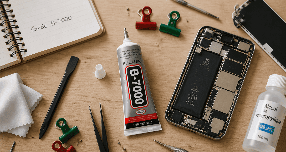 colle b-7000 et outils réparation smartphone