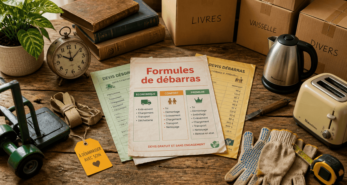 debarras maison objets devis sur table