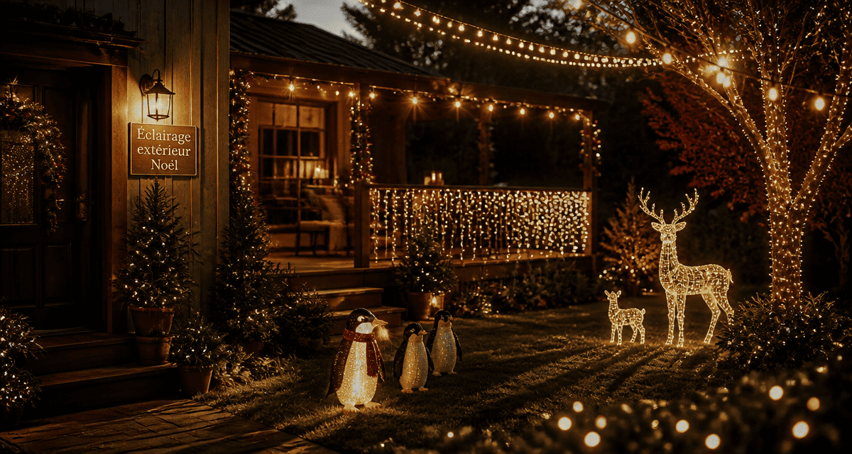 decoration noel exterieur terrasse guirlandes led