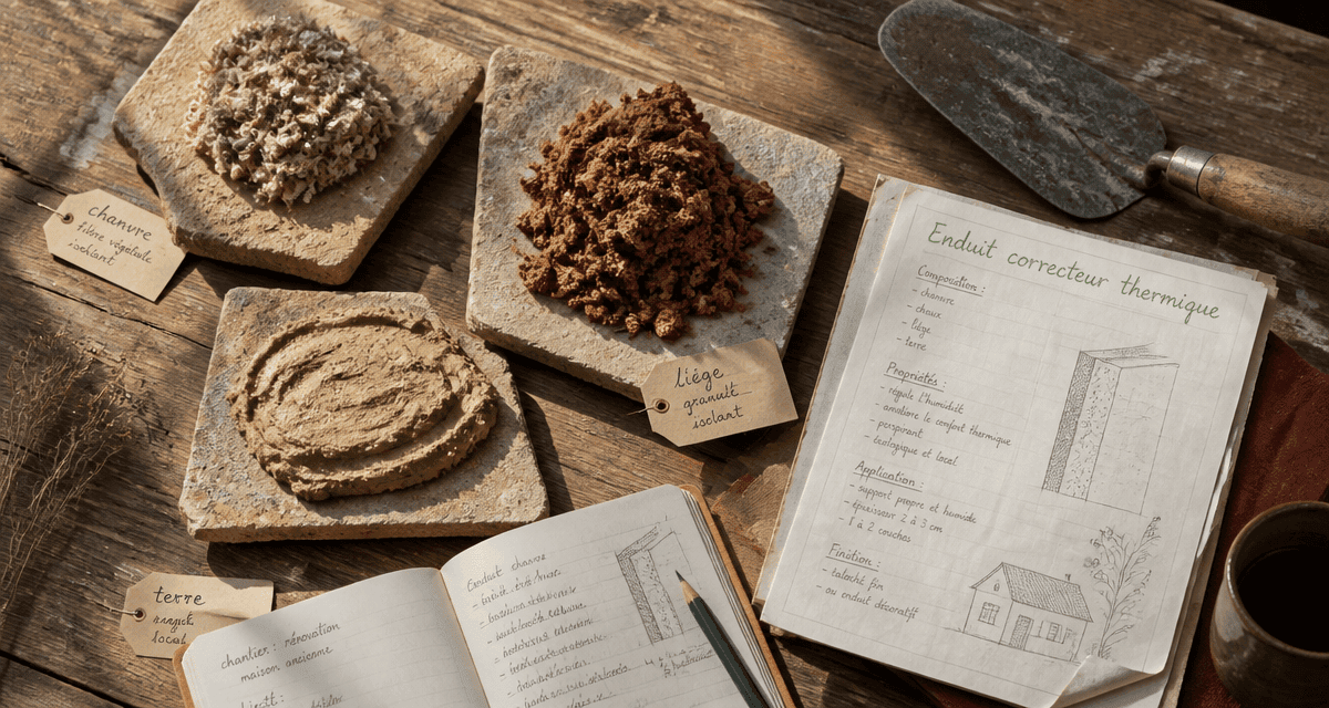 échantillons enduit correcteur thermique sur table