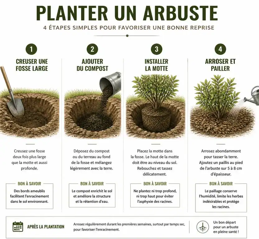 Étapes de plantation d'un laurier pour réussir la mise en terre au jardin