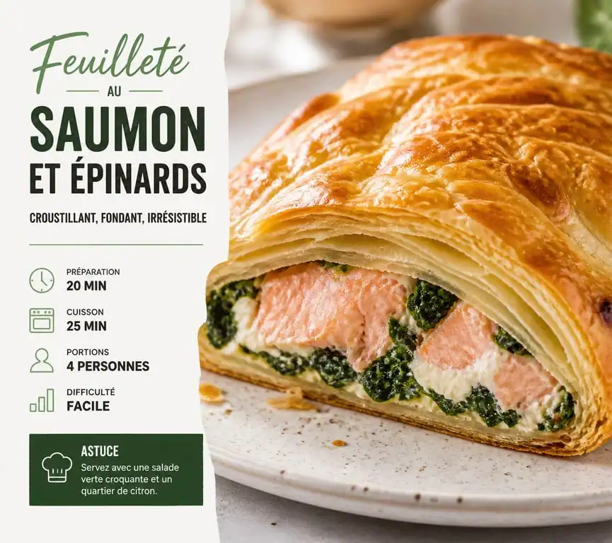 Recette feuilleté au saumon et épinards croustillant