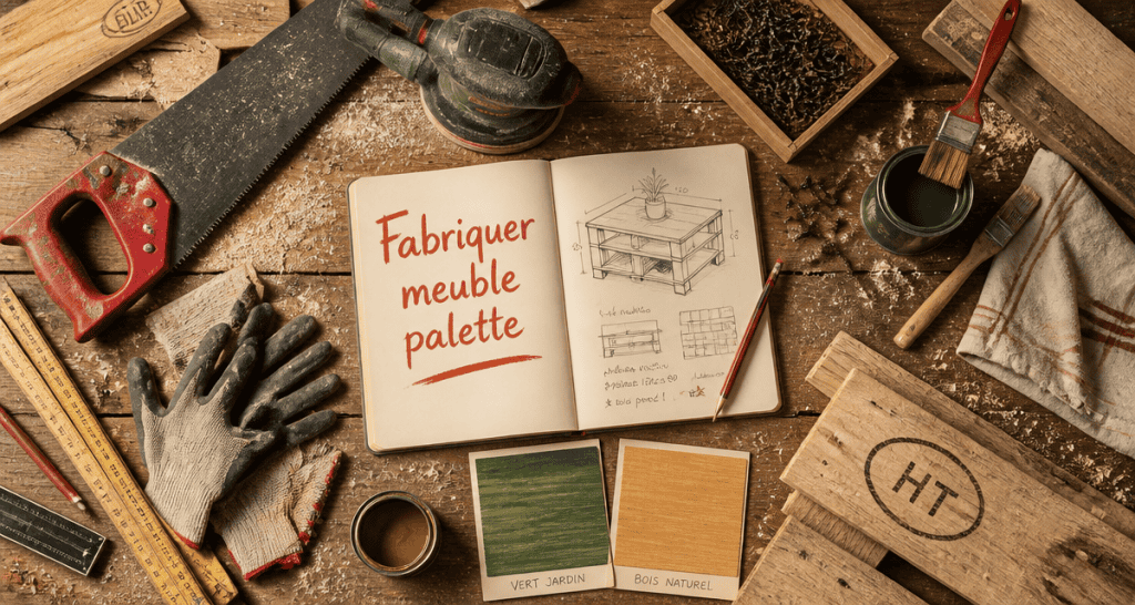 Fabriquer meuble palette outils sur établi bois
