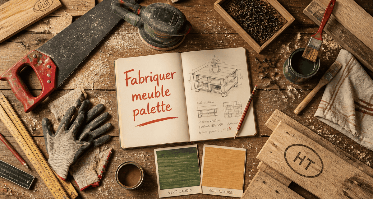 Fabriquer meuble palette outils sur établi bois