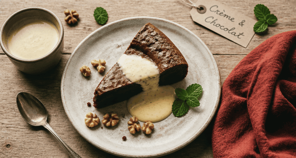 gâteau pour accompagner une crème anglaise avec fondant chocolat et crème