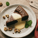 gâteau pour accompagner une crème anglaise avec fondant chocolat et crème